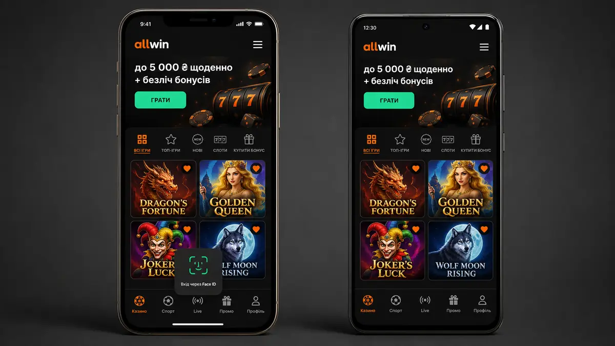 Мобільна версія Allwin UA на смартфоні